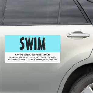 Modern Bold, Swimming Coach & Lifeguard Car Magnet