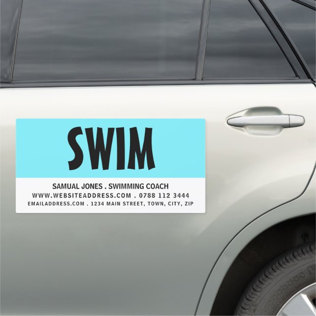 Modern Bold, Swimming Coach & Lifeguard Car Magnet (In Situ)