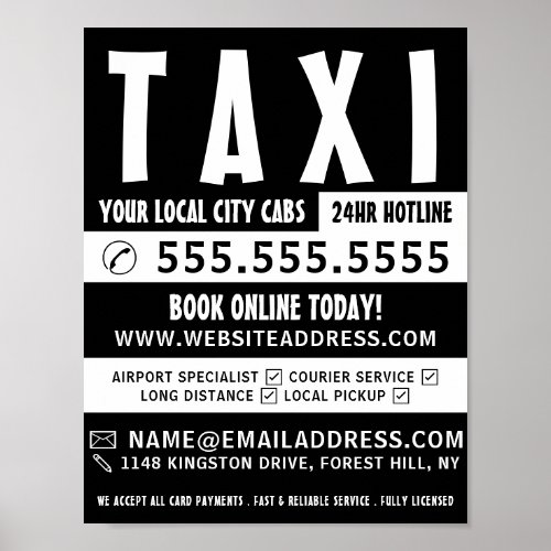 Modern Bold Taxi Cab Firm Advertising Poster