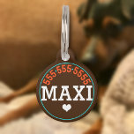 Modern Bold Teal Orange Brown Pet ID Tag<br><div class="desc">Modern and bold dog tag for dog with SHORT NAME. All text and colors can be changed to suit your dog's style.</div>