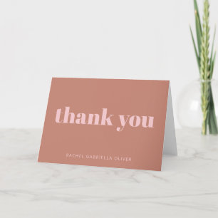 Modern Bold Terracotta Personalized Bat Mitzvah  Letterpress Thank You Card