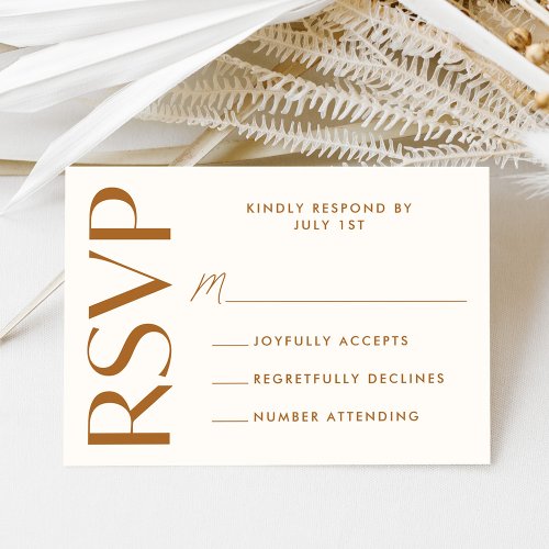 Modern Bold Terracotta Typography Wedding RSVP Card