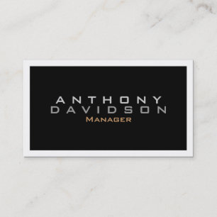 Modern Bold Text Simple Plain Black Business Card