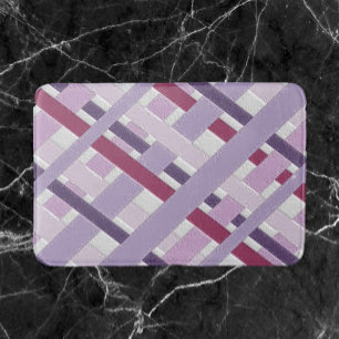 Modern Bold Textured Purple Mauve Striped  Bath Mat