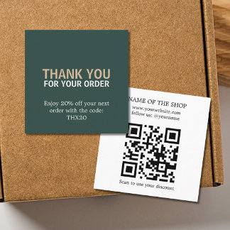 Modern Bold Thank You for Your Order QR Code Discount Card