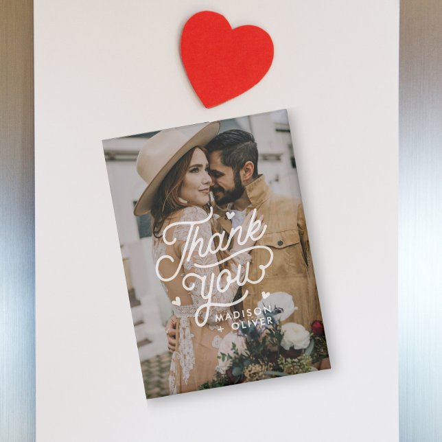 Modern Bold Thank You Typography Photo Wedding Magnet (Creator Uploaded)