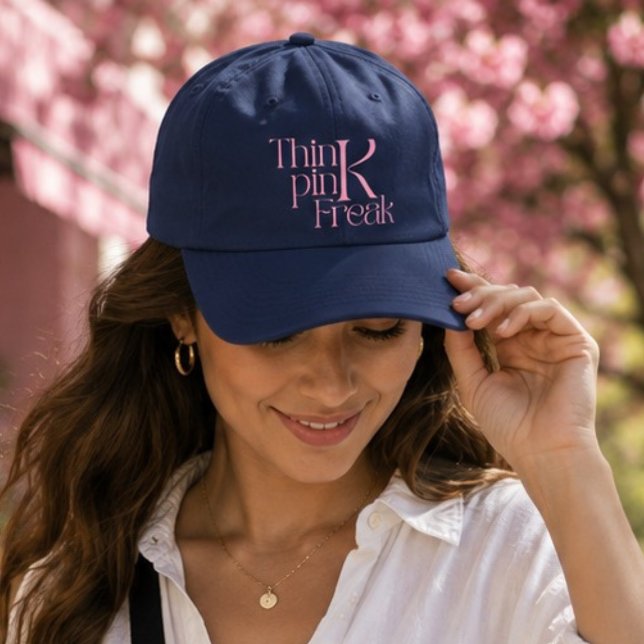 Modern Bold Think Pink Freak Typography Hat (Creator Uploaded)