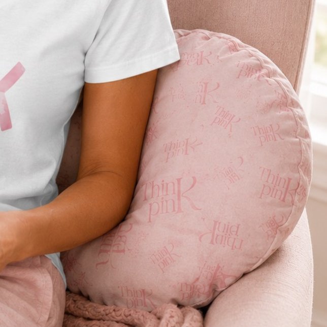 Modern Bold Think Pink Freak Typography Round Pillow (Creator Uploaded)