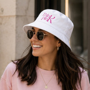 Modern Bold Think Pink Typographic Logo Bucket Hat
