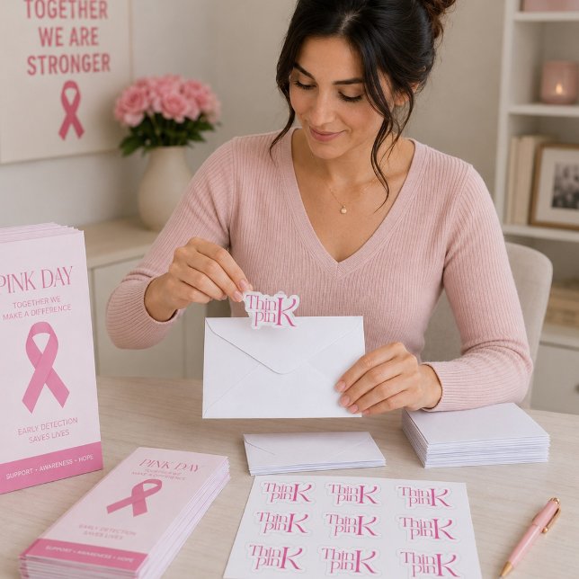 Modern Bold Think Pink Typographic Logo Sticker (Creator Uploaded)