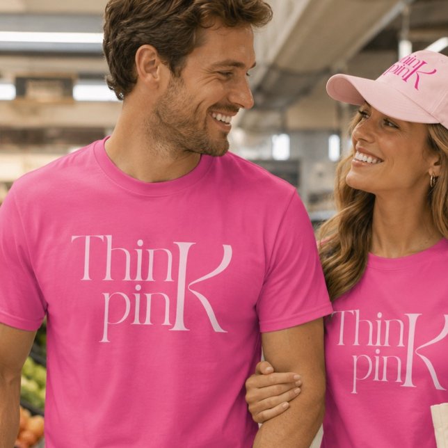 Modern Bold Think Pink Typographic Logo T-Shirt (Creator Uploaded)