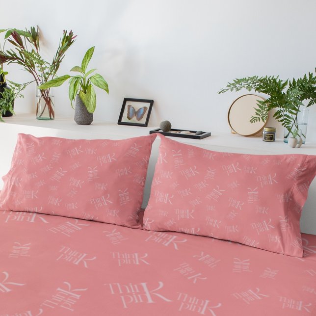 Modern Bold Think Pink Typography Pattern Pillow Case (Creator Uploaded)