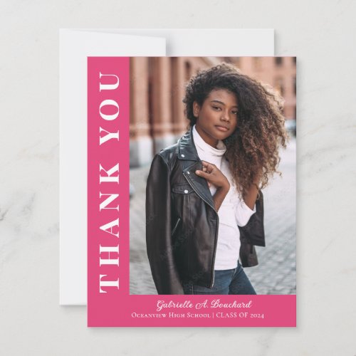 Modern Bold Two Photo Graduation Thank You Card 