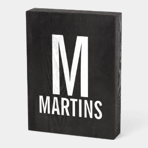 Modern Bold Type Personalized Monogram and Name Wooden Box Sign