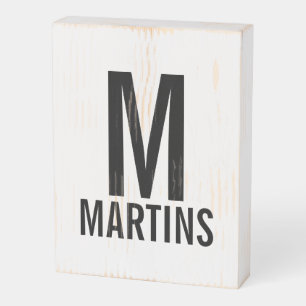 Modern Bold Type Personalized Monogram and Name Wooden Box Sign