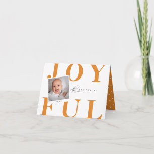 Modern Bold Type Photo Christmas Card Orange