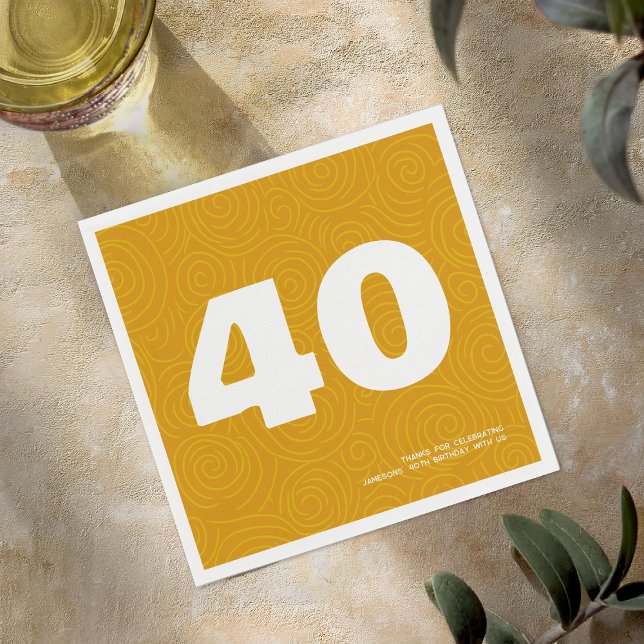 Modern Bold Typography 40th Birthday Party Napkins (Creator Uploaded)