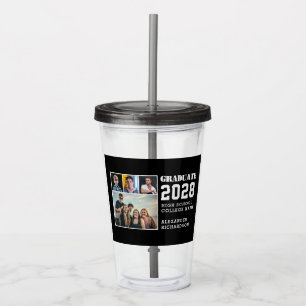 Modern Bold Typography 4 Photo Collage Graduation Acrylic Tumbler
