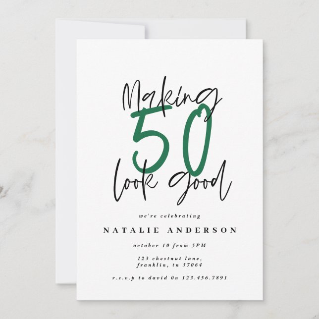 Modern bold typography 50th birthday party (Front)