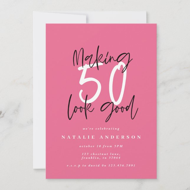 Modern bold typography 50th birthday party (Front)