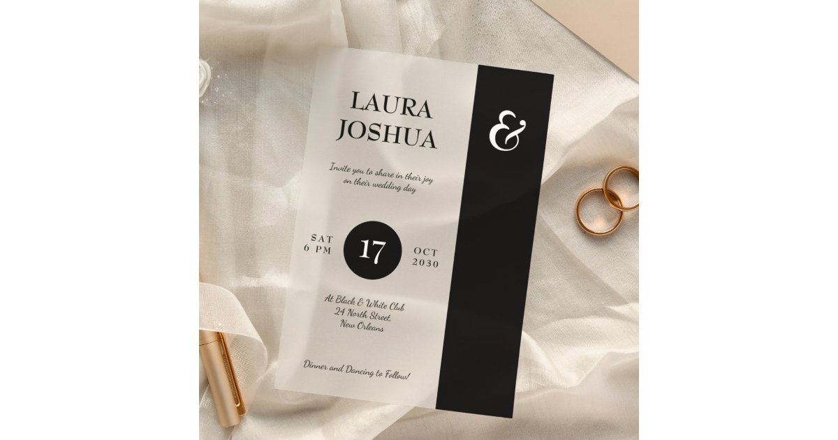 Modern bold typography black and white wedding acrylic invitations | Zazzle