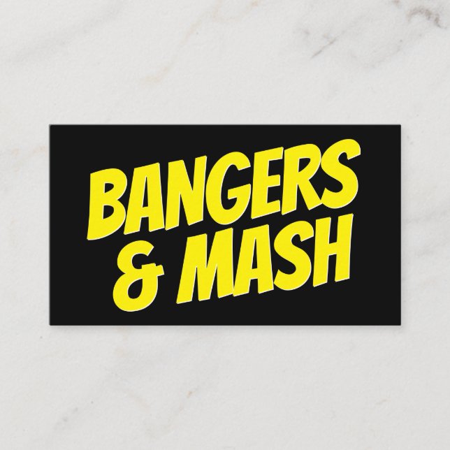 Modern bold typography black and yellow minimalist business card (Front)