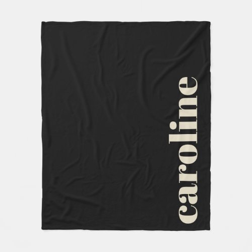 Modern Bold Typography Black Monogrammed Name  Fleece Blanket