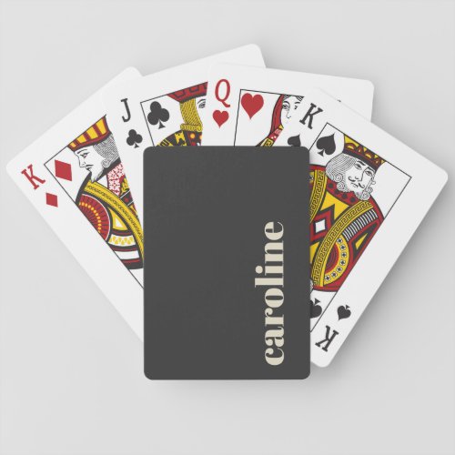 Modern Bold Typography Black Monogrammed Name Poker Cards