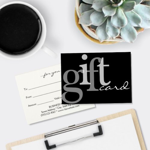Modern Bold Typography Black White Gift Card