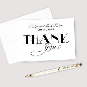 Modern Bold Typography Black White Wedding Thank You Card