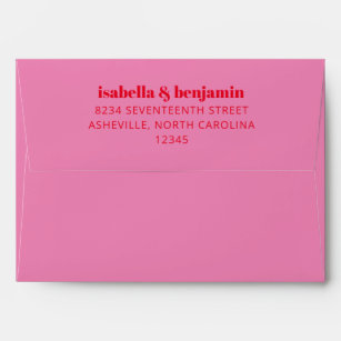 Modern Bold Typography Bright Pink and Red Wedding Envelope