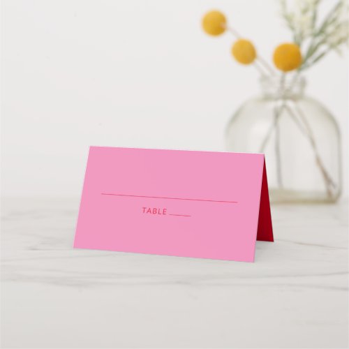 Modern Bold Typography Bright Red and Pink Wedding Place Card