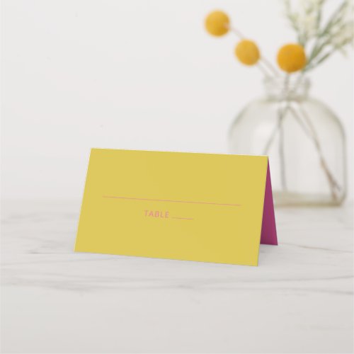 Modern Bold Typography Bright Red Yellow Wedding Place Card