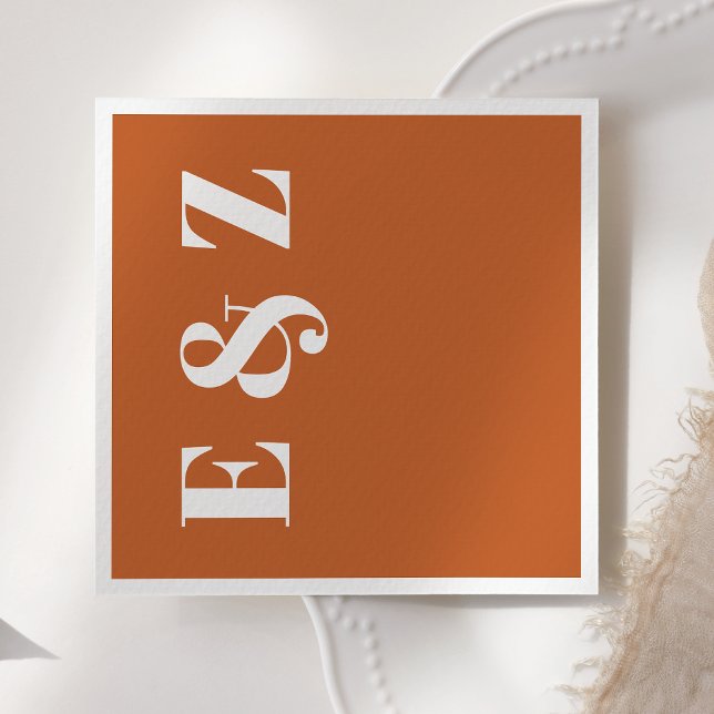 Modern Bold Typography Burnt Orange Wedding Napkins (Creator Uploaded)