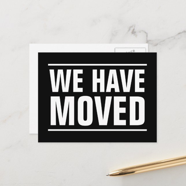 Modern bold typography change of address moving postcard (Front/Back In Situ)