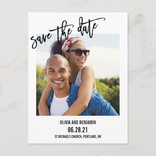 modern bold typography chic save the date postcard