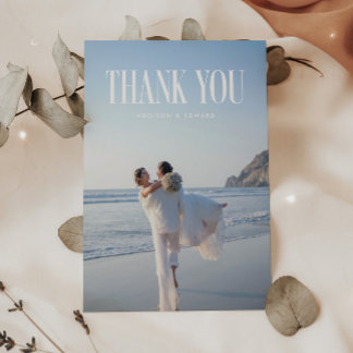 Modern Bold Typography Custom Wedding Photo Thank You Card