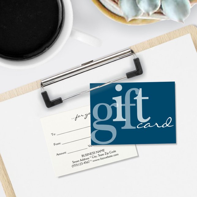 Modern Bold Typography Deep Blue White Gift Card (Creator Uploaded)