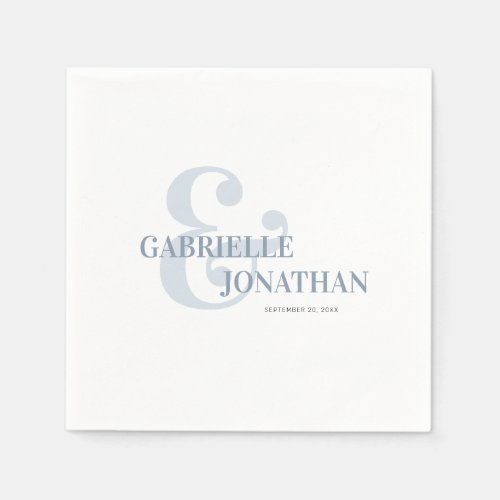 Modern Bold Typography Dusty Blue Wedding Napkins