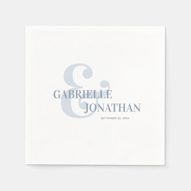 Modern Bold Typography Dusty Blue Wedding Napkins (Front)