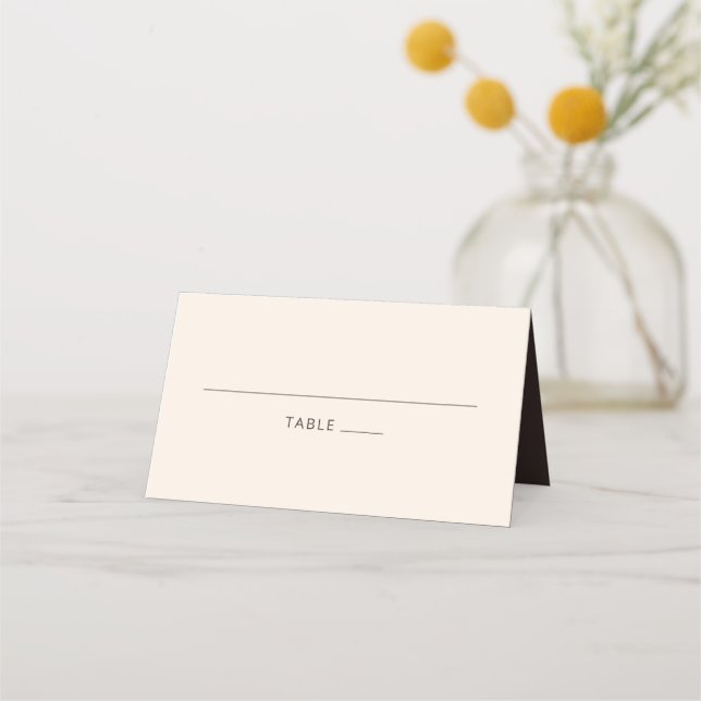 Modern Bold Typography Earthy Brown Cream Wedding Place Card (Front)