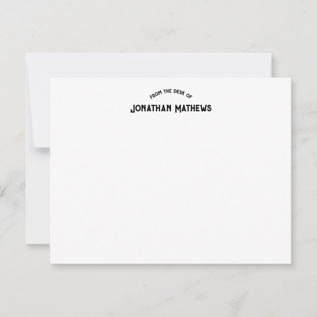 Modern Bold Typography From the Desk of Note Card (Front)
