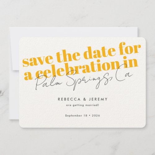 Modern Bold Typography Golden Yellow Wedding Save The Date