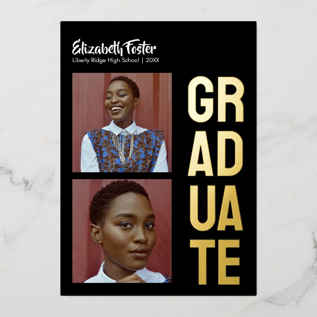 Modern Bold Typography Graduation Party  Foil Invitation (Front)