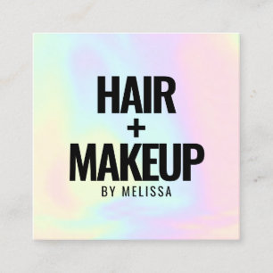 Modern bold typography holograph rainbow gradient square business card