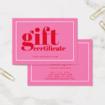 Modern Bold Typography Hot Pink Gift Certificate