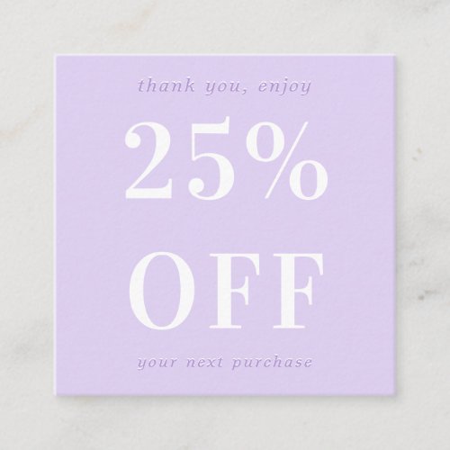 Modern Bold Typography Lilac Lavender Business Discount Card