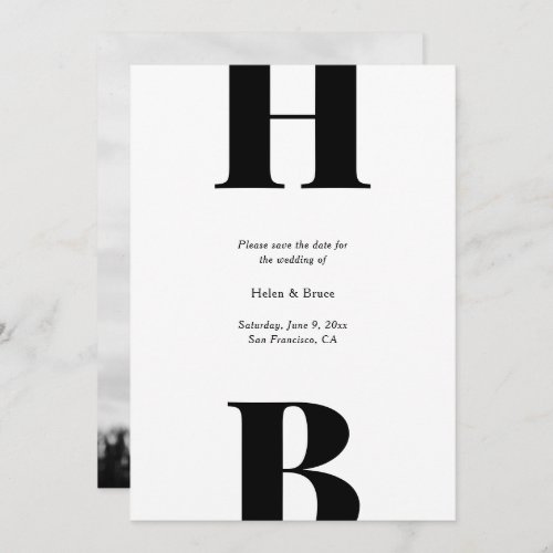 Modern Bold Typography Monogram Photo Save The Date