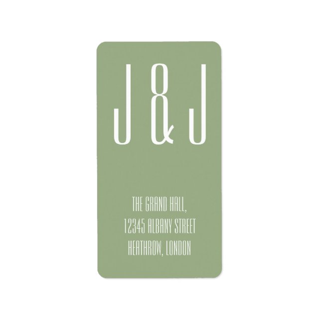 Modern Bold Typography Monogram Sage Green Label (Front)