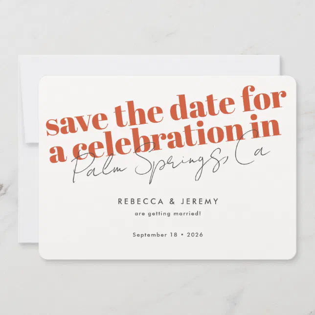 Modern Bold Typography Orange Wedding Save The Date Zazzle